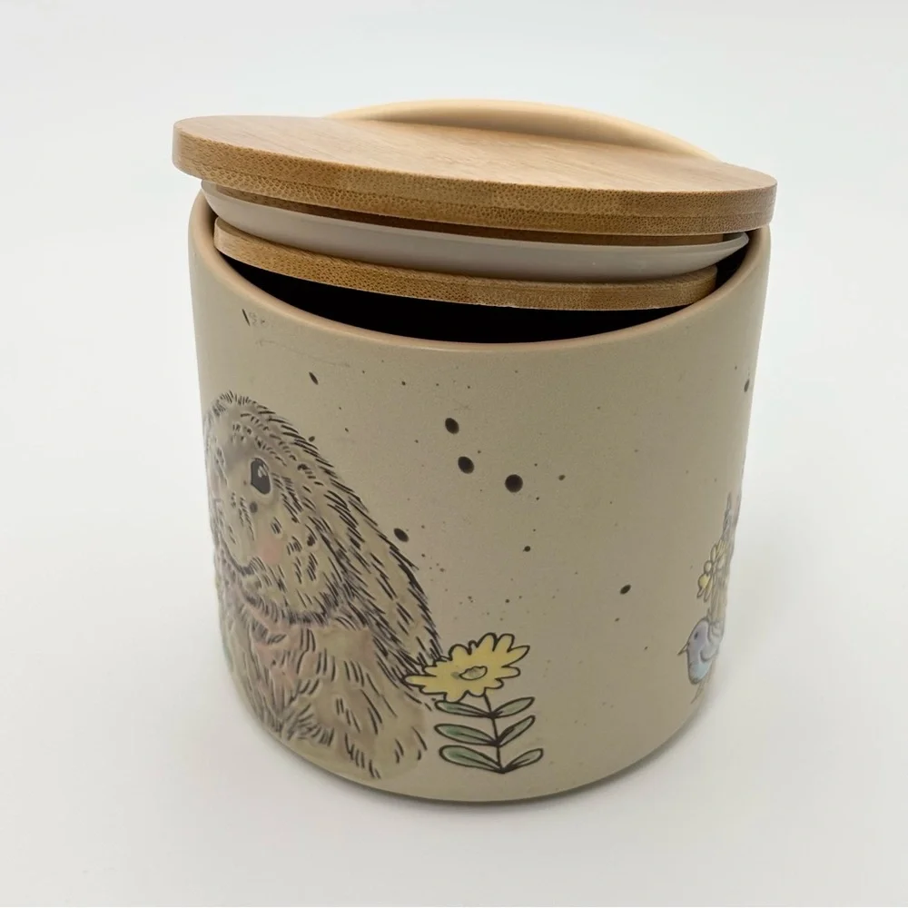 Charming Bunny Storage Jar with Bamboo‎ Lid - Tan